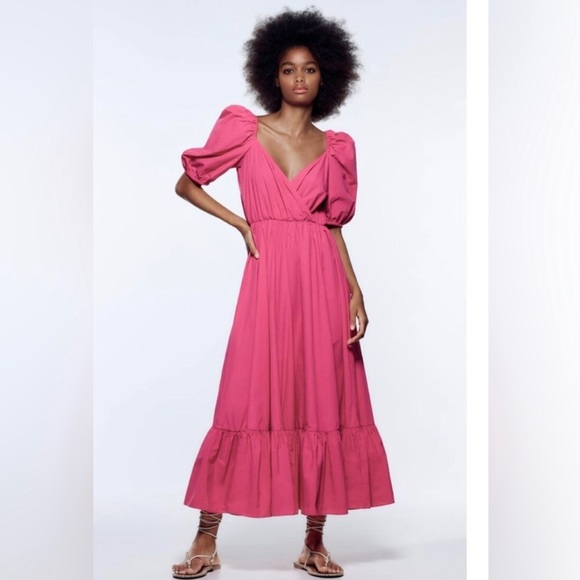 Zara Pink Puff Sleeve Maxi Dress - Picture 5 of 8